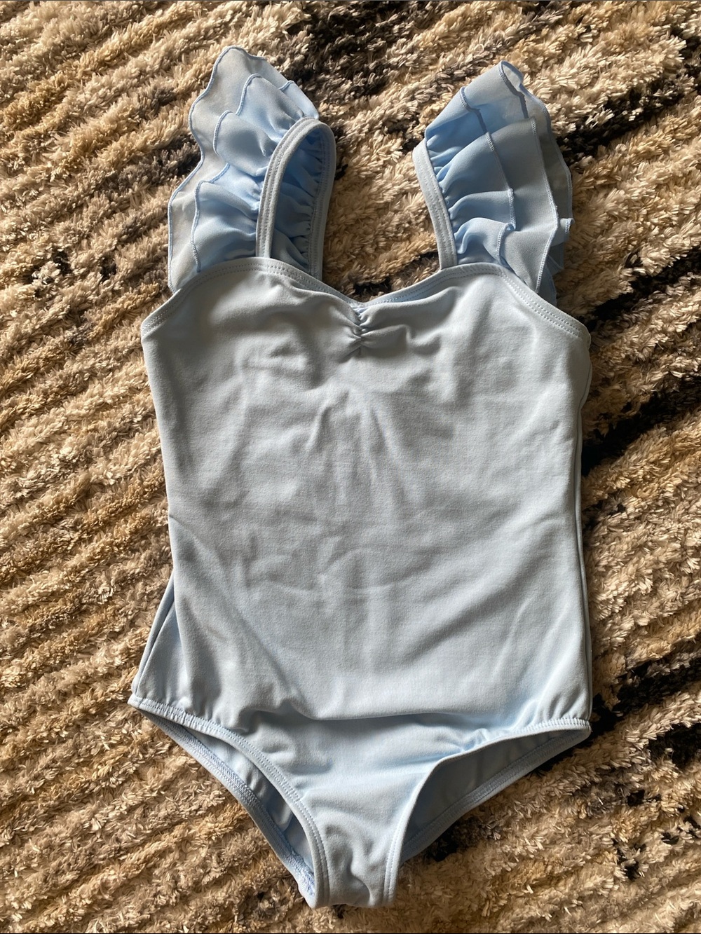 Girls' Light Blue Ruffle Strap Leotard